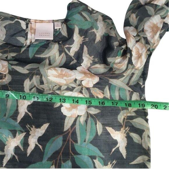 LAUREN CONRAD FLUTTER SLEEVE SPLIT BACK HI LOW BLOUSE TOP SMALL FLORAL FAIRY - Picture 8 of 13